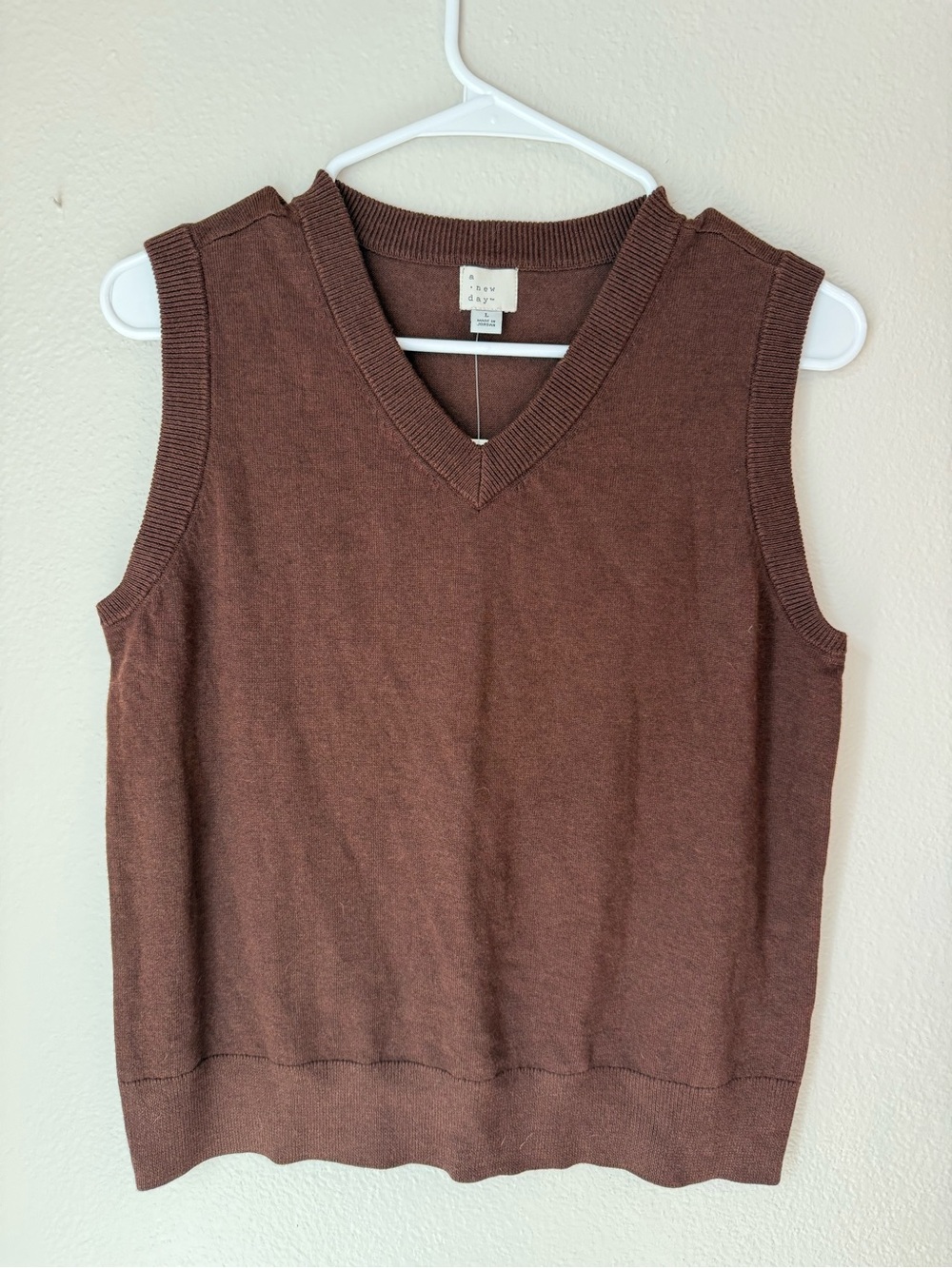 NWT a new day Brown V-Neck Knit Vest